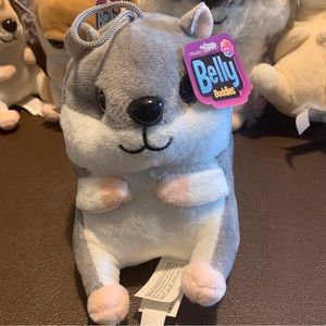Nanco Plush Belly Buddy Hamster Small 5" Grey Stuffed Animal New With Tag RARE.